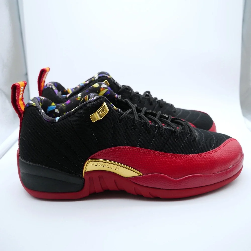 Jordan 12 Retro Low Super Bowl LV Black Red Gold DH9695-001 6.5Y/ 8 - 8.5 Women